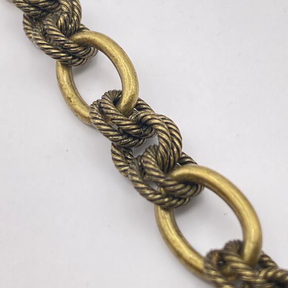 CHLOE + ISABEL Antique Gold Tone Chain Bracelet Toggle Clasp Charms Bold Chunky - Picture 3 of 8